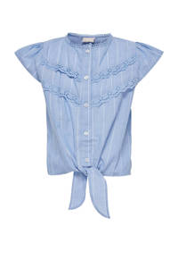KIDS ONLY GIRL blouse KOGSABRYNA met ruches light blue denim