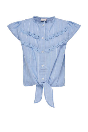 blouse KOGSABRYNA met ruches light blue denim