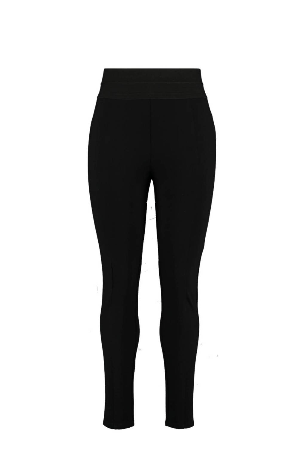 Zwarte dames MS Mode Plus Size tregging van viscose met skinny fit, high waist en elastische tailleband