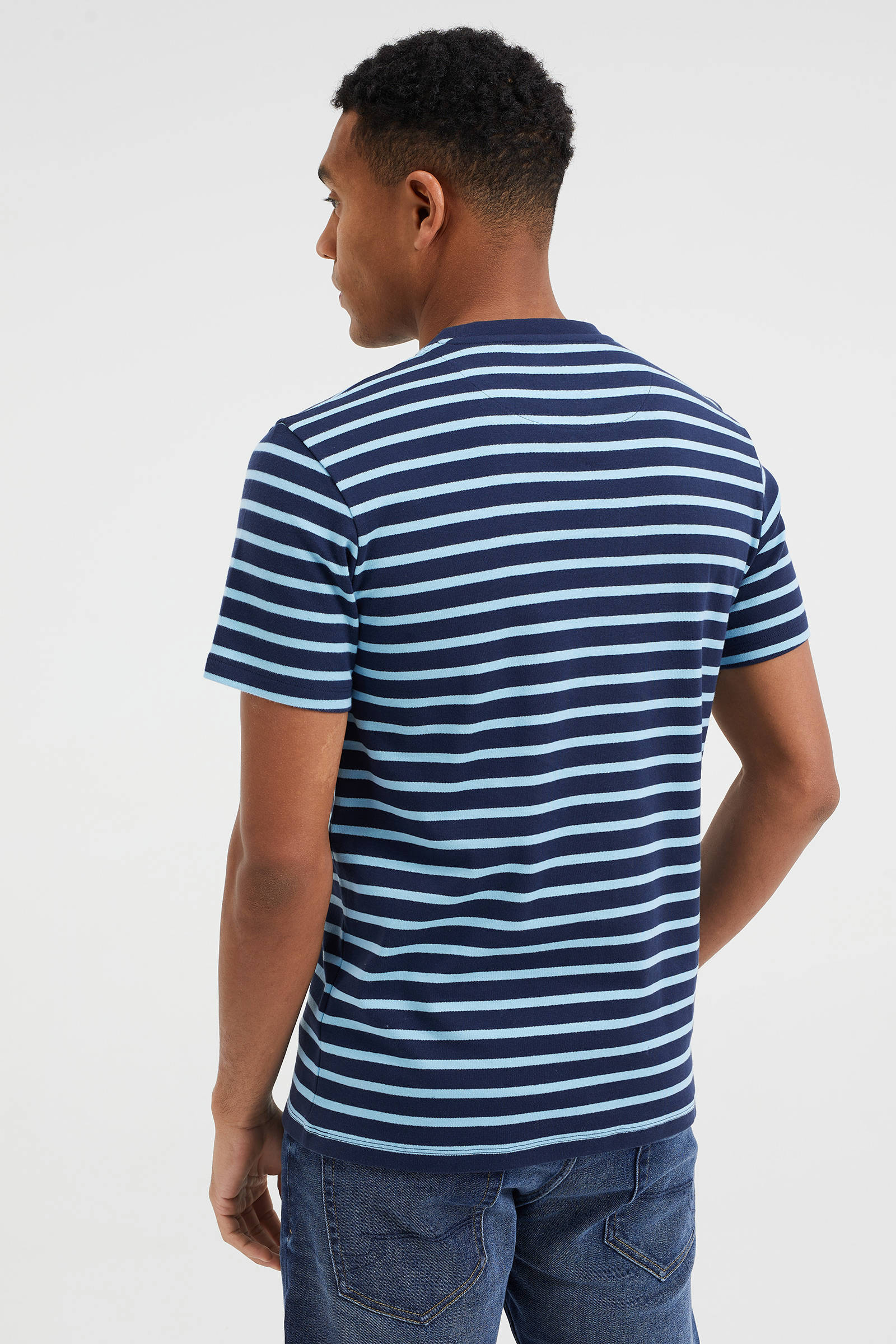 WE Fashion gestreept slim fit T-shirt 