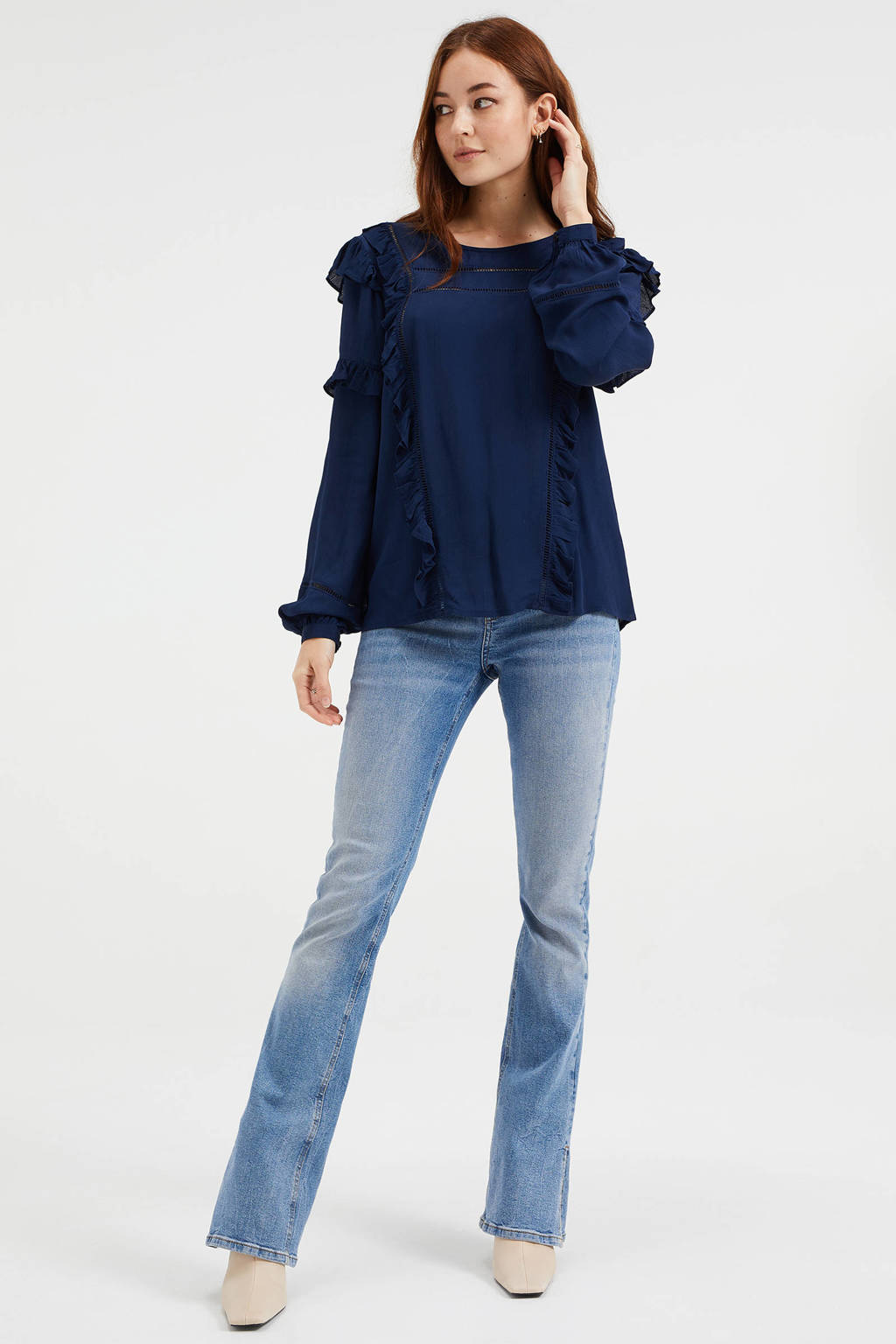 WE Fashion blouse met donkerblauw | wehkamp