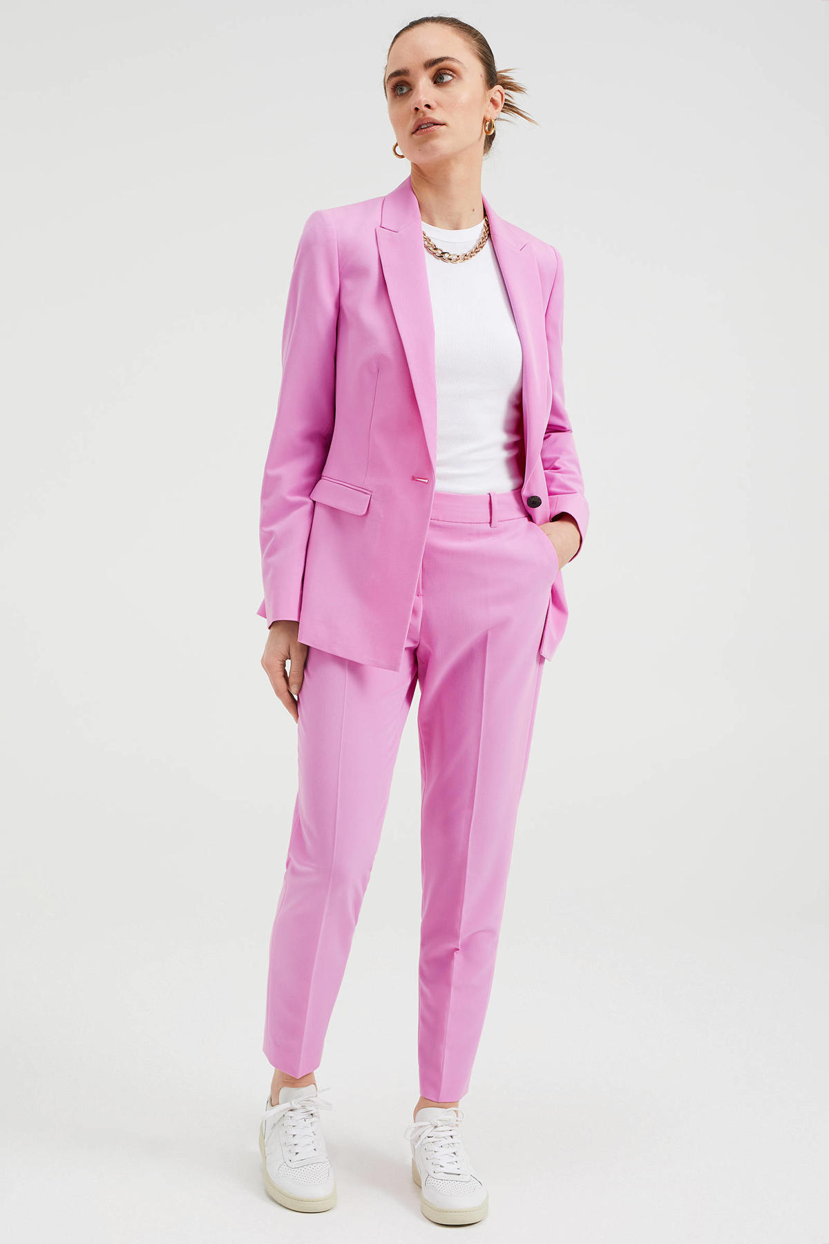 oneerlijk geweer Standaard WE Fashion slim fit pantalon roze | wehkamp