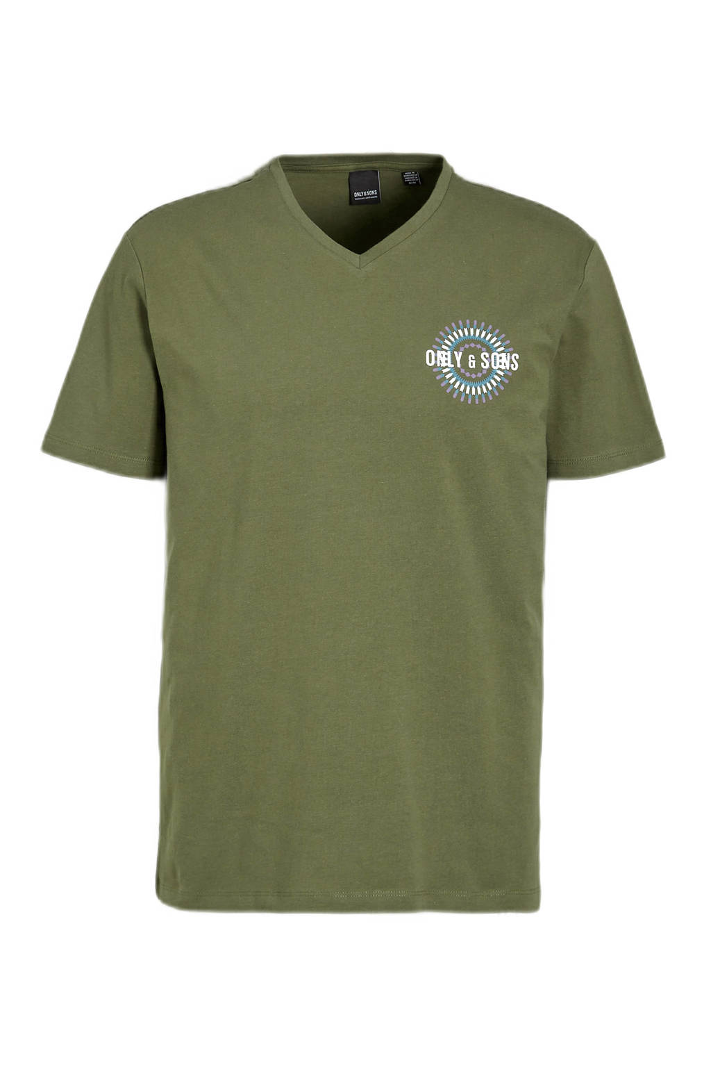 ONLY & SONS regular fit T-shirt ONSSONS LOGO met logo olive night