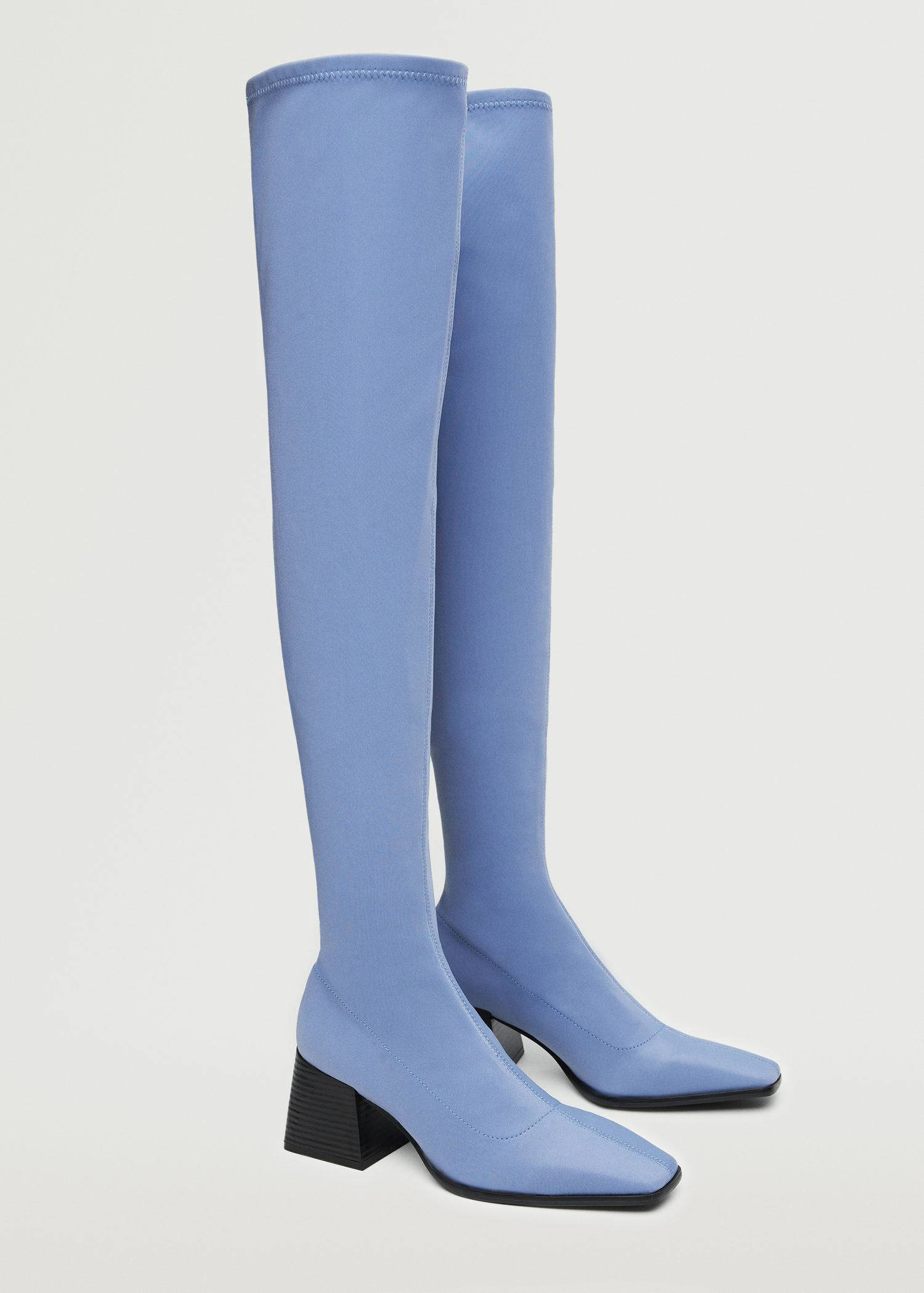 Mango overknee laarzen pastelblauw | wehkamp