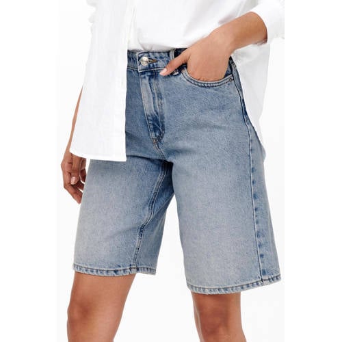 ONLY high waist wide leg bermuda jeans ONLSONNY light blue denim afbeelding