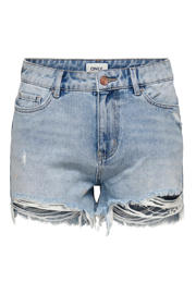 thumbnail: Lichtblauwe dames ONLY high waist jeans short van denim met rits- en knoopsluiting