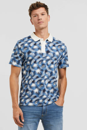 polo met all over print blauw