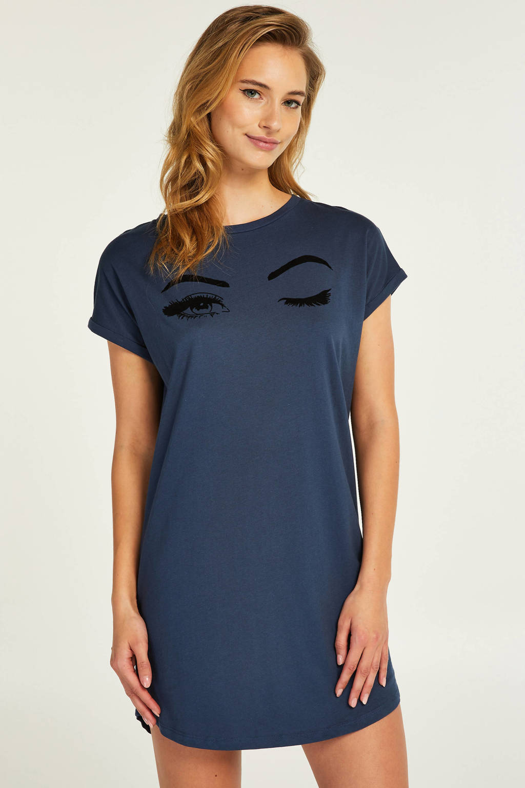 Hunkemöller nachthemd met printopdruk donkerblauw