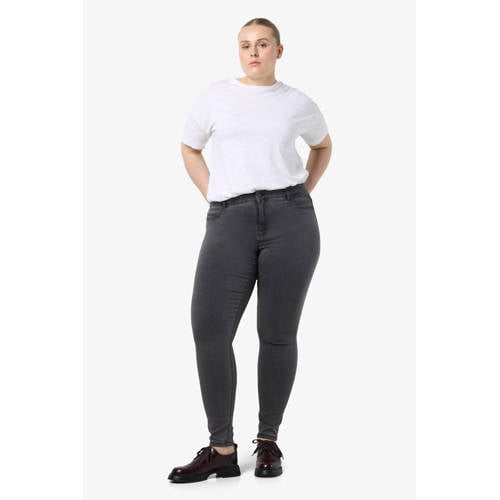 NOISY MAY Curve high waist skinny fit jeans NMCALLIE grey denim afbeelding