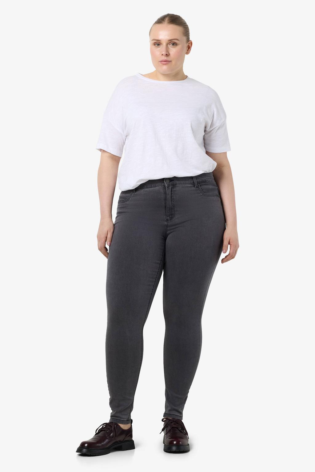 NOISY MAY Curve high waist skinny fit jeans NMCALLIE grey denim