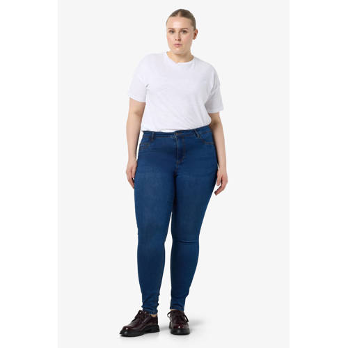 NOISY MAY Curve high waist skinny fit jeans NMCALLIE medium blue denim afbeelding
