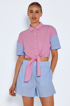gestreepte blouse NMALBA roze/ blauw/ wit