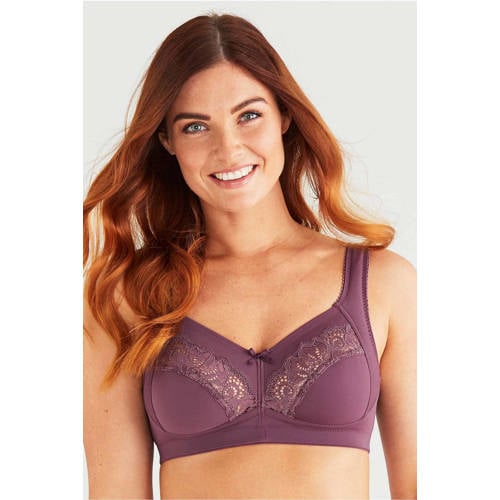Swegmark niet-voorgevormde bh zonder beugel Meadow aubergine afbeelding