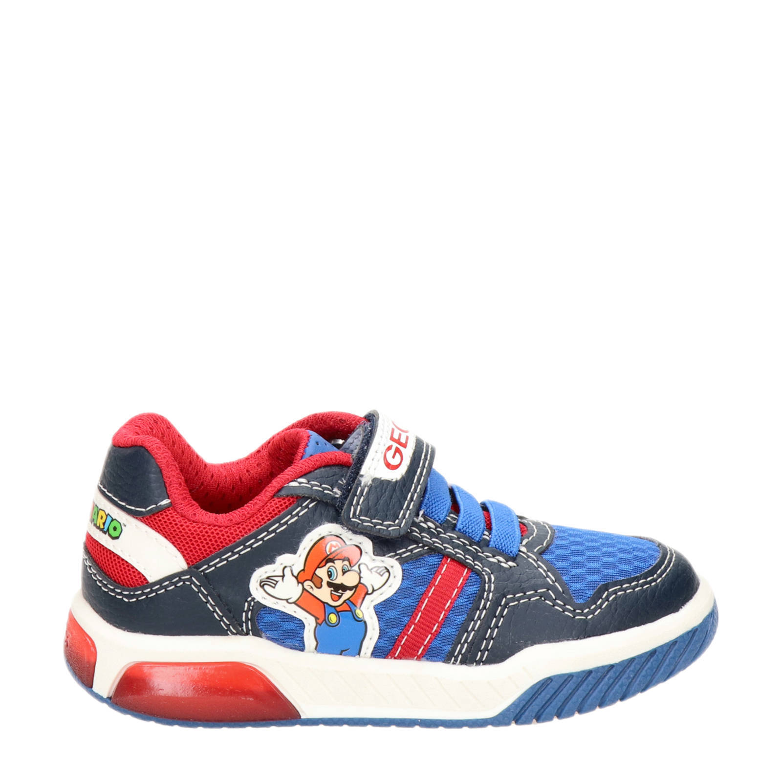 Geox Nintendo Supermario Inek sneakers met lichtjes blauw/rood | wehkamp