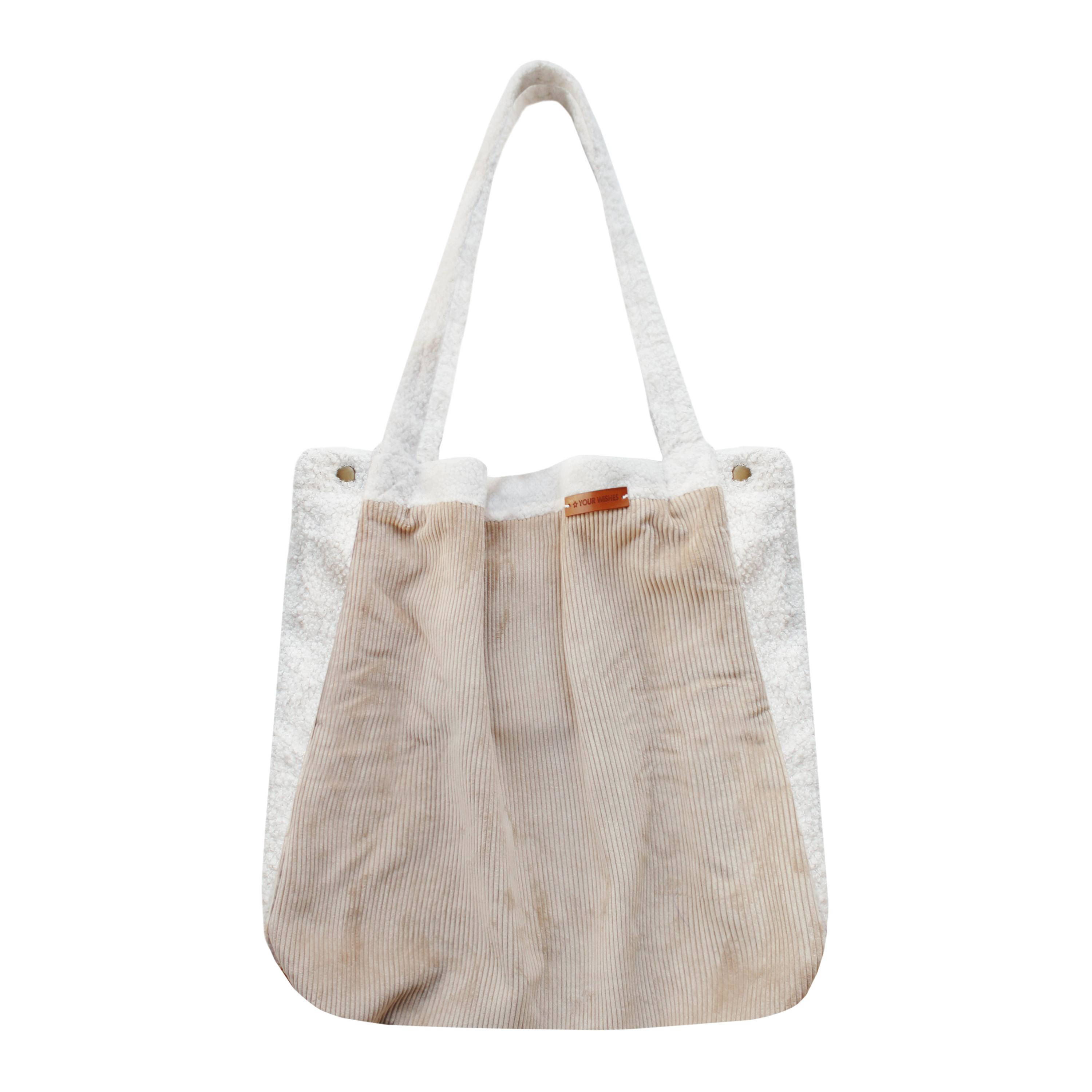 Your Wishes Mommy Tote Bag grote luiertas met rib en teddy taupe