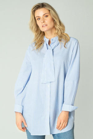 gestreepte blouse Gerianne lichtblauw/wit