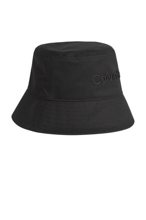 bucket hat met logo zwart