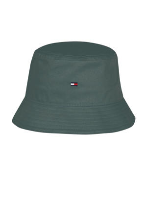 bucket hat met logo grijsblauw