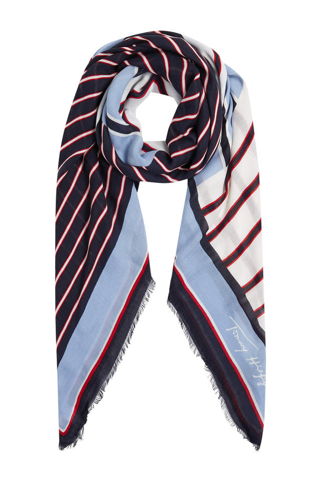 Integreren Oneindigheid barsten Tommy Hilfiger gestreepte sjaal blauw multi | wehkamp