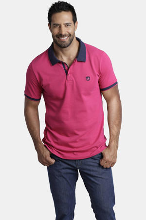 polo LAVRANS Plus Size met contrastbies roze