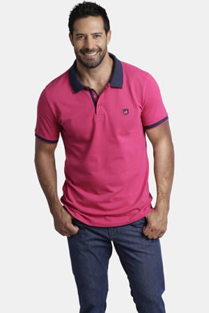 polo LAVRANS Plus Size met contrastbies roze