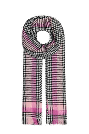 sjaal ONLALBERTE met pied-de-poule print roze