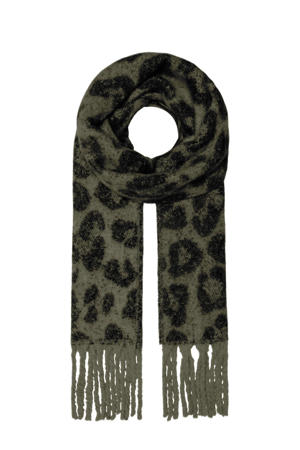 sjaal ONLSYLVIA met luipaardprint kaki
