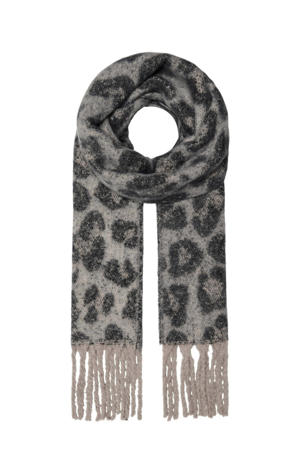 sjaal ONLSYLVIA met luipaardprint grijs