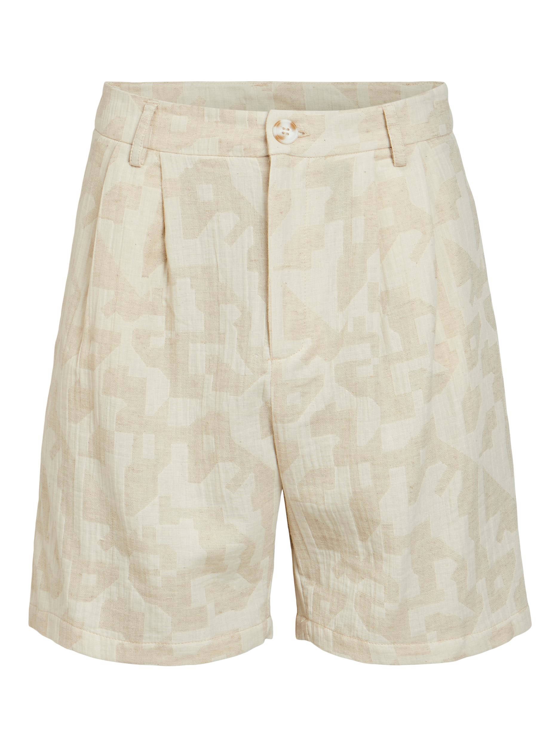 OBJECT high waist korte broek OBJKATRIN met all over print beige | wehkamp
