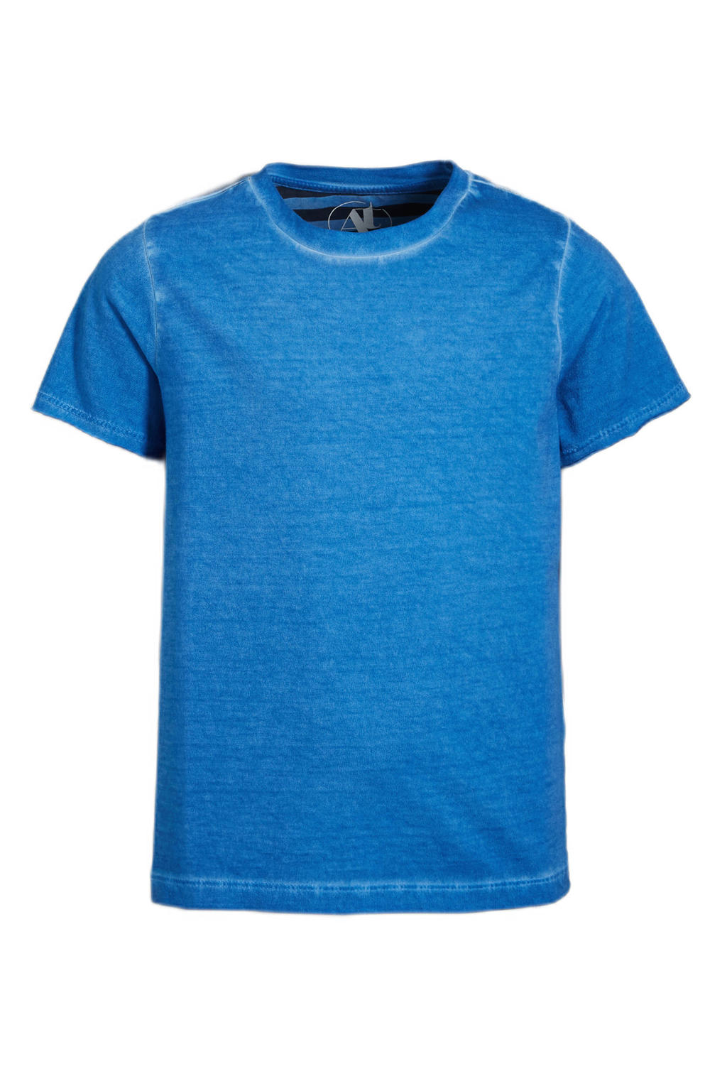 Blauwe jongens anytime gestreepte T-shirt van katoen met korte mouwen en ronde hals