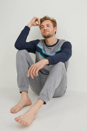 pyjama grijs/donkerblauw
