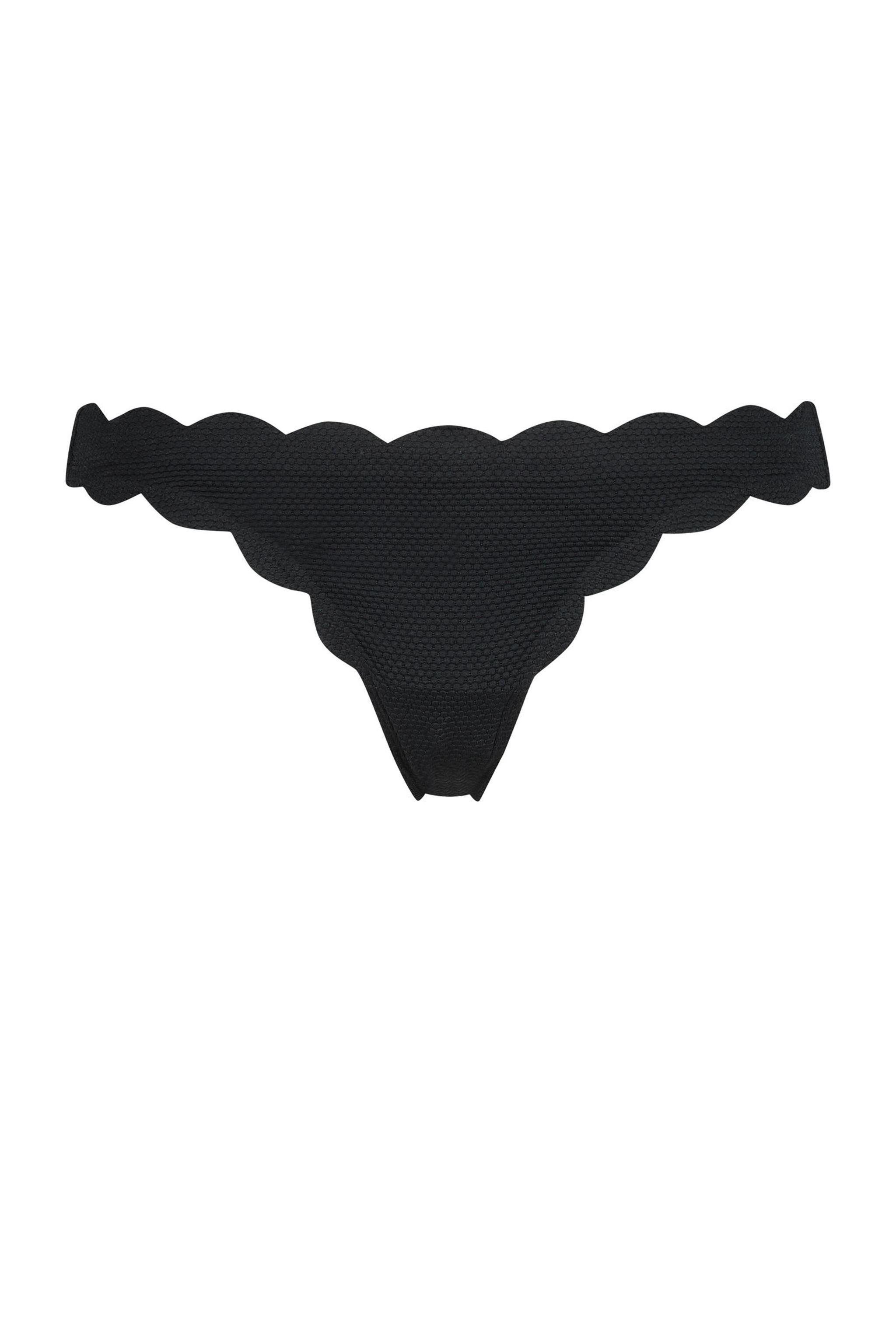 Hunkemöller bikinibroekje Scallop met schulprand en textuur zwart wehkamp