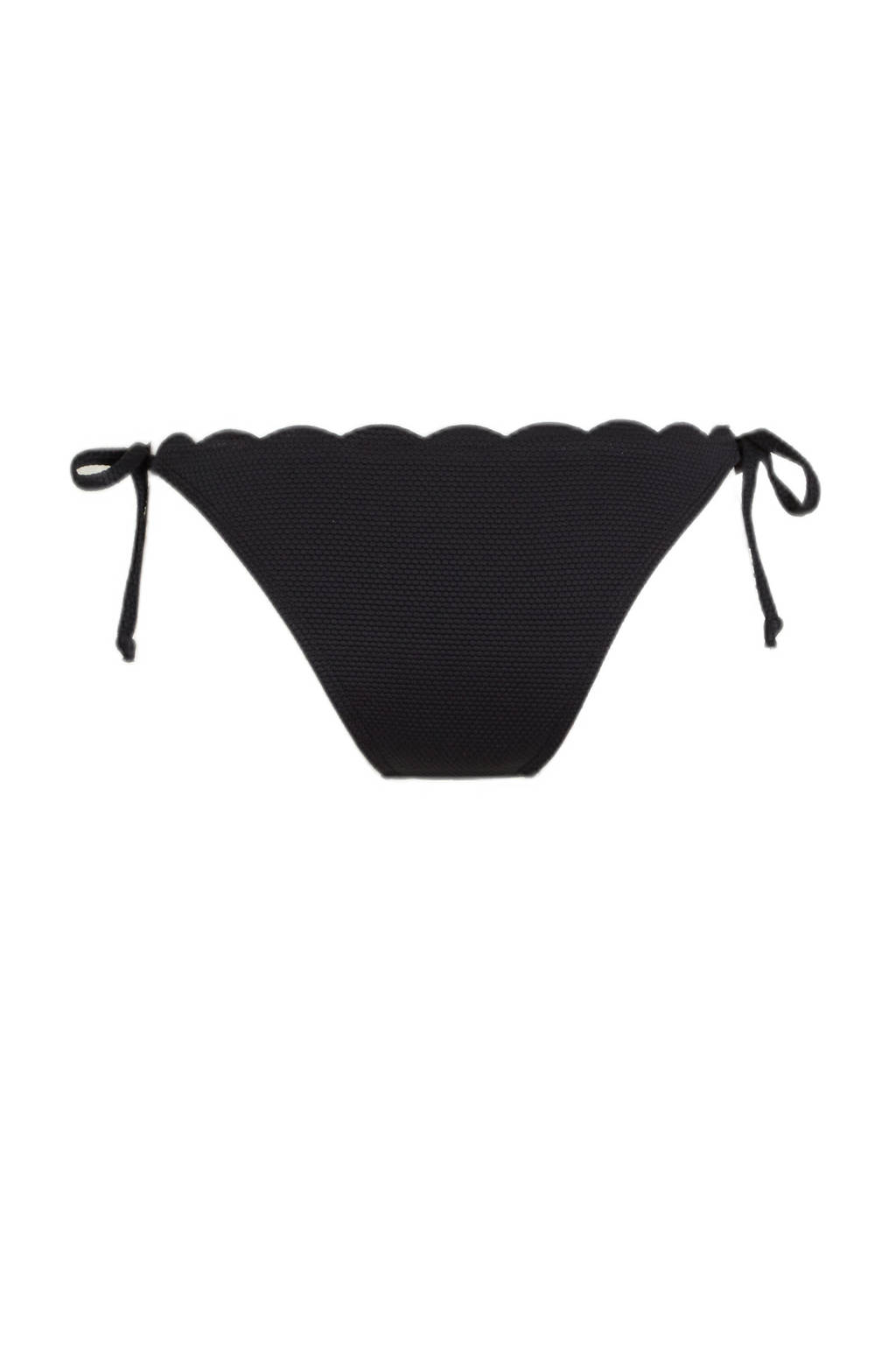 Hunkemöller strik bikinibroekje Scallop met schulprand en structuur zwart
