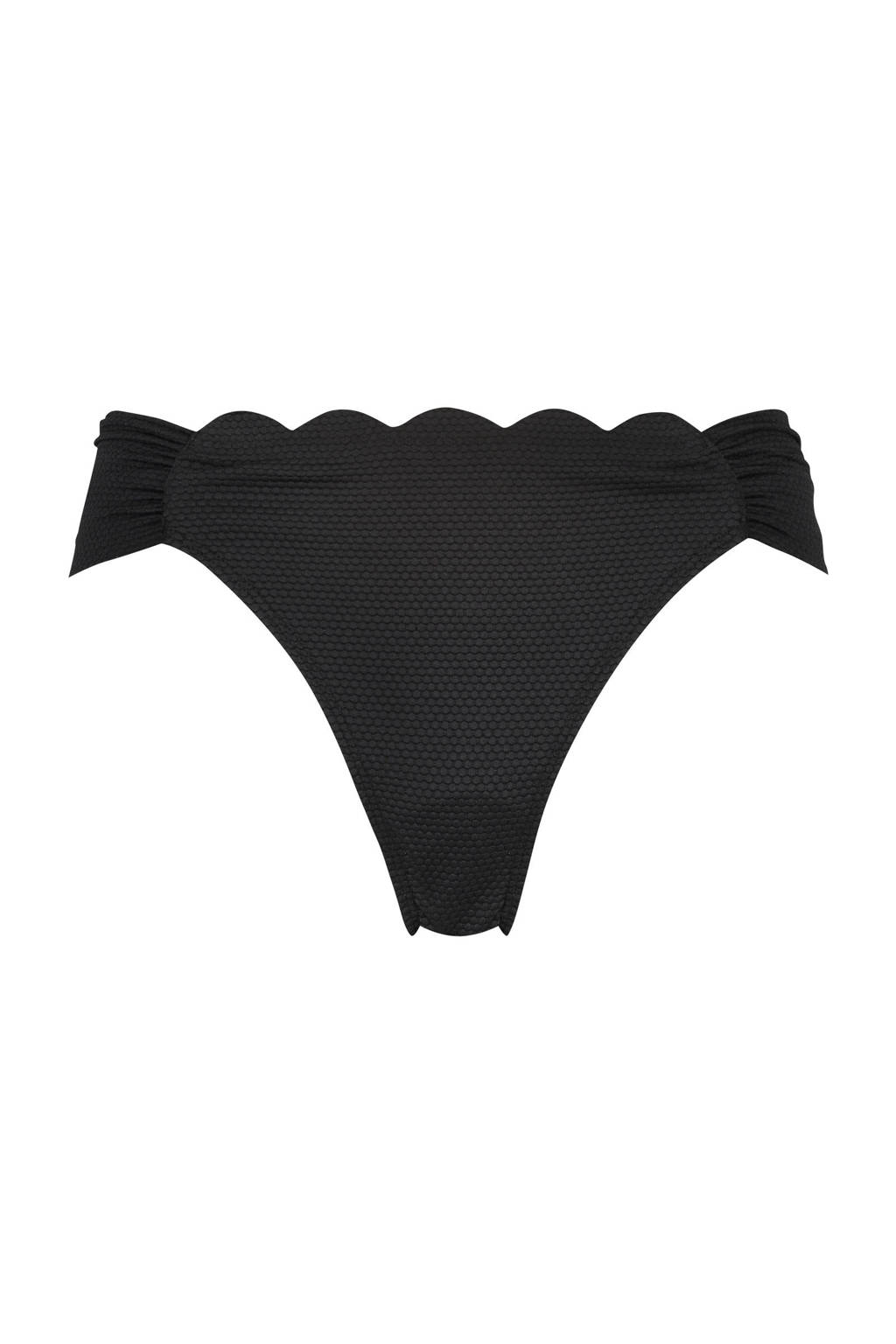 Hunkemöller bikinibroekje Scallop met structuur zwart