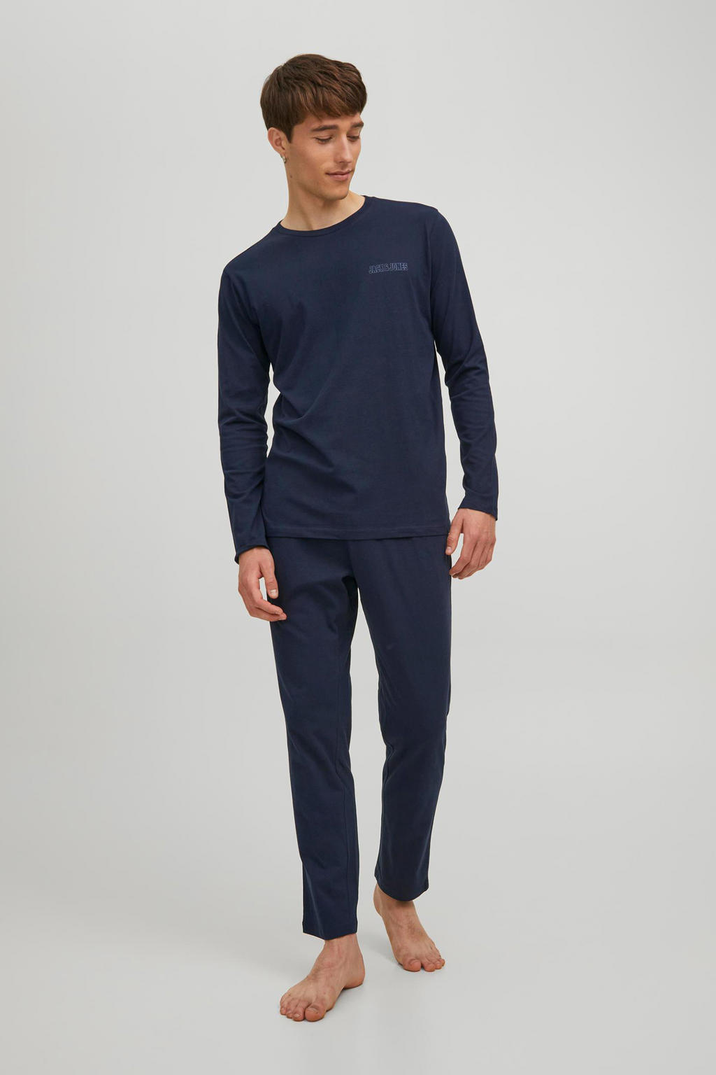 JACK & JONES Herren Langarm Pyjama Top - Bequemer Schlafanzug Oberteil