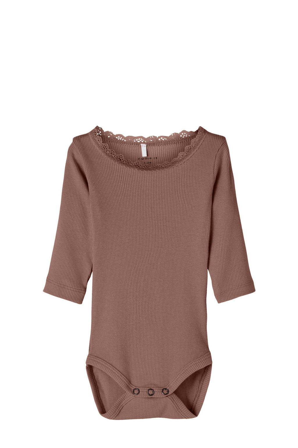 NAME IT BABY ribgebreide romper NBFKAB roestbruin
