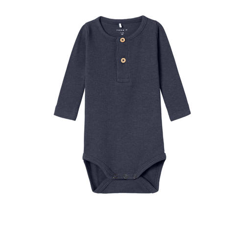 NAME IT BABY ribgebreide romper NBMKAB donkerblauw afbeelding
