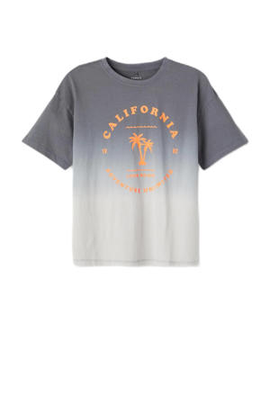 T-shirt NKMJOMORTEN met printopdruk grijs/wit/oranje