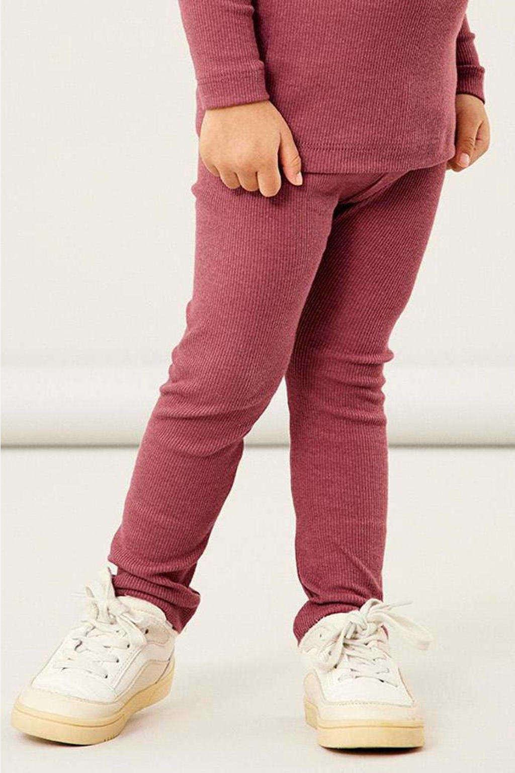 Paarse NAME IT BABY newborn baby regular fit broek van duurzaam stretchkatoen met elastische tailleband