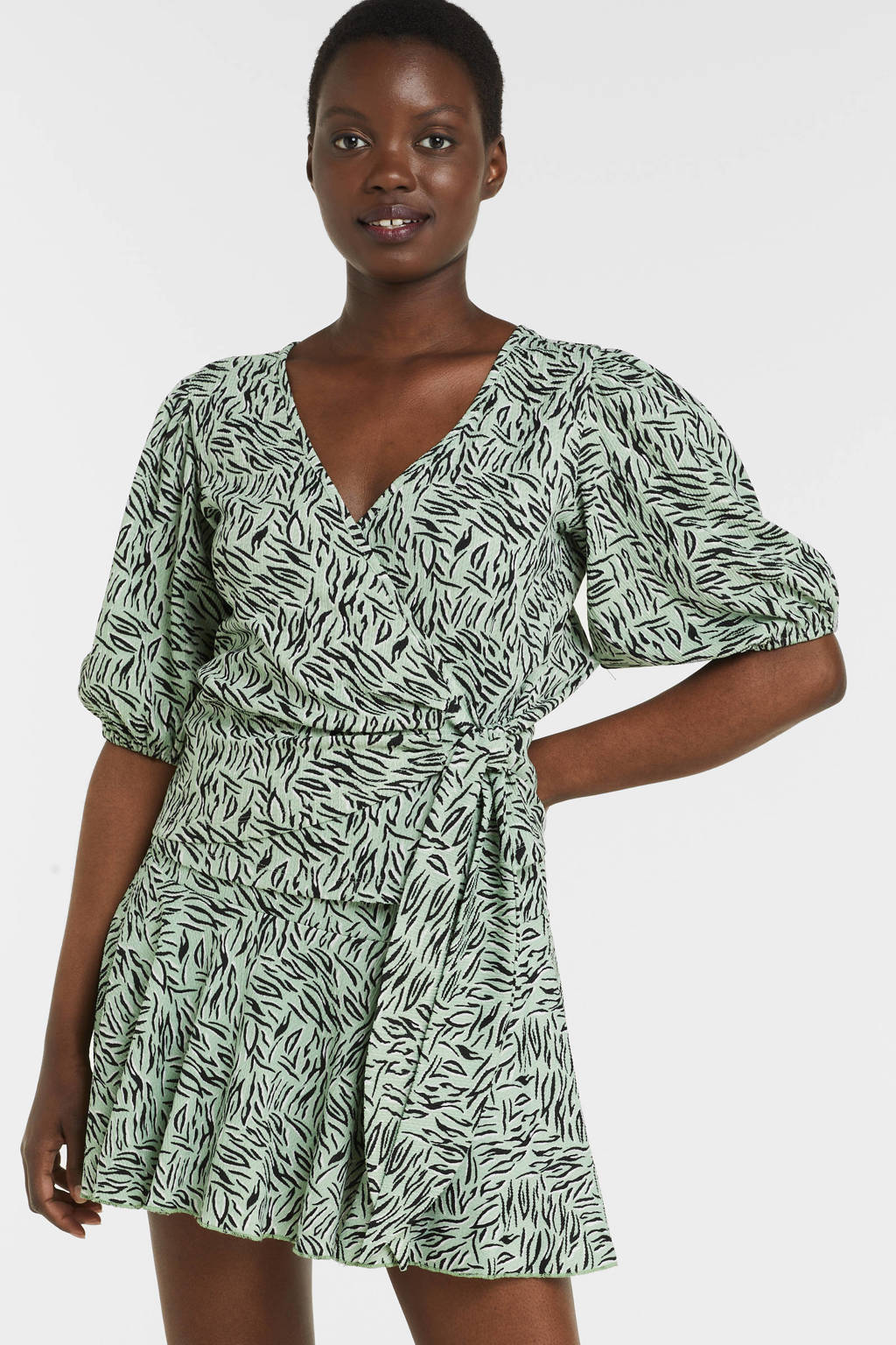 Lofty Manner overslag top Robyne met zebraprint en overslag detail groen/zwart