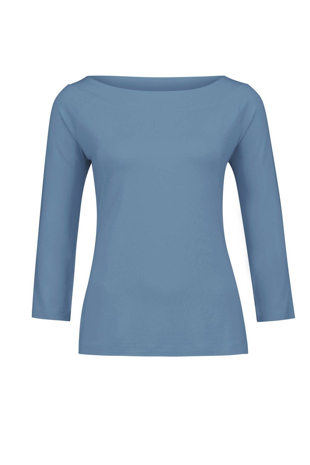 Claudia Sträter jersey top boothals 3/4 mouw blauw