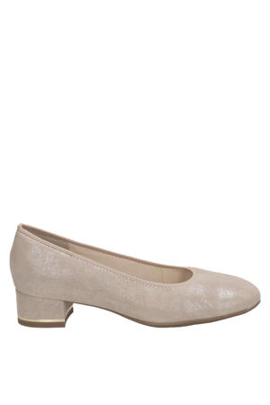 suède pumps met lage hak beige
