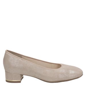 suède pumps met lage hak beige