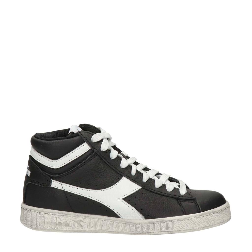 Zwarte dames Diadora Diadora leren sneakers met veters