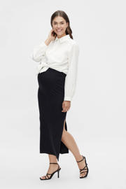 thumbnail: Zwarte dames MAMALICIOUS zwangerschapsrok van stretchkatoen met regular waist, elastische tailleband en effen