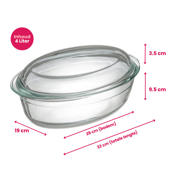 thumbnail: Sareva Ovenschaal met deksel Glas - Ovaal - 28 x 19 x 9.5 cm / 4 liter