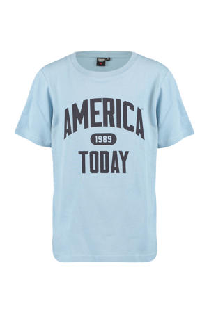 T-shirt met printopdruk lichtblauw