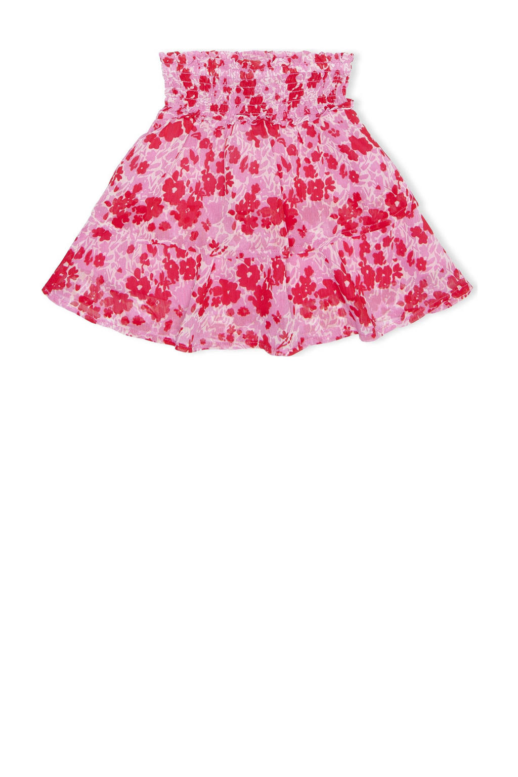 Roze en rode meisjes KIDS ONLY MINI gebloemde rok voorzien van elastische tailleband