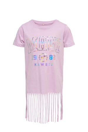 T-shirt KOGALISON met printopdruk en franjes roze