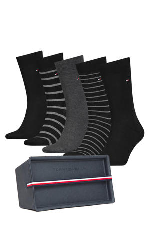 giftbox sokken met strepen - set van 5 zwart